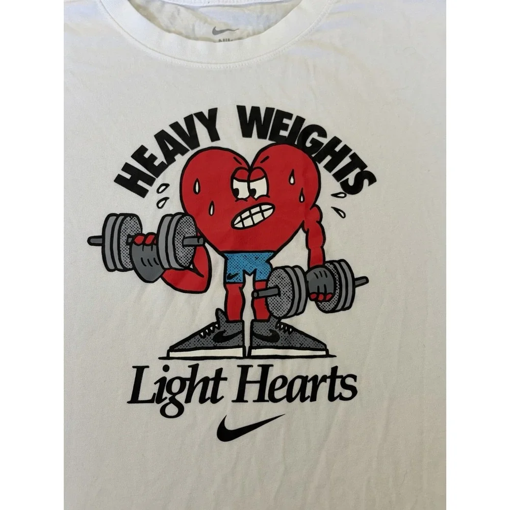 Nike Tee Heavy Weights Light Hearts Mens Small Graphic T-Shirt